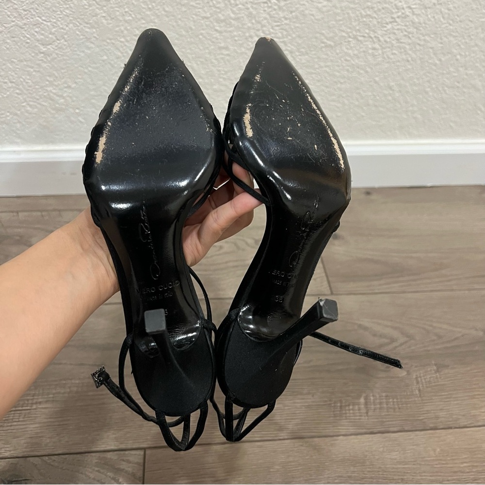 [Sold] Oscar de la Renta Sz.38 Black Satin Heels - Picture 4 of 7